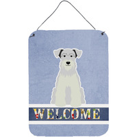 "Caroline's Treasures Miniature Schanuzer White Welcome Metal Print, 16 x 12, Multicolor"