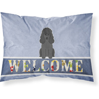 "Caroline's Treasures Welcome Poodle Black Pillowcase, Standard"