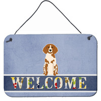 "Caroline's Treasures Brittany Spaniel Welcome Metal Print, 8 x 12, Multicolor"