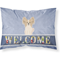 "Caroline's Treasures Papillon Sable White Welcome Printed, Polyester, 250 Thread count, Envelope closure Pillowcase, Standard, Multicolor"