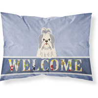 "Caroline's Treasures ""Shih Tzu Silver White Welcome"" Printed, Polyester Envelope Closure pillowcase, Standard, Multicolor"