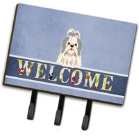 "Caroline's Treasures Shih Tzu Silver White Welcome Wall Hook, Triple, Multicolor"