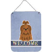 "Caroline's Treasures Shih Tzu Silver Chocolate Welcome Metal Print, 16 x 12, Multicolor"