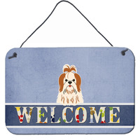 "Caroline's Treasures Welcome Shih Tzu Red White Metal Print, 8 x 12"