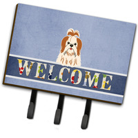 "Caroline's Treasures Welcome Shih Tzu Red White Wall Hook, Triple"