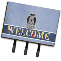 "Caroline's Treasures Shih Tzu Black Silver Welcome Wall Hook, Triple, Multicolor"