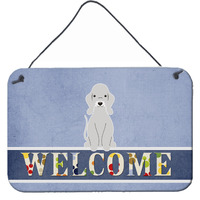 "Caroline's Treasures Bedlington Terrier Blue Welcome Metal Print, 8 x 12, Multicolor"