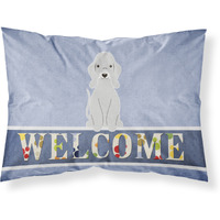 "Caroline's Treasures Bedlington Terrier Blue Welcome Pillowcase, Standard, Multicolor"