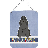"Caroline's Treasures Cocker Spaniel Black Welcome Metal Print, 16 x 12, Multicolor"