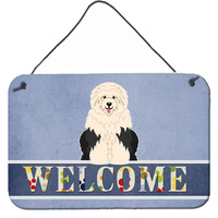 "Caroline's Treasures Old English Sheepdog Welcome Metal Print, 8 x 12"