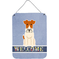 "Caroline's Treasures Wire Fox Terrier Welcome Metal Print, 16 x 12, Multicolor"