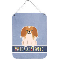 "Caroline's Treasures Pekingnese Penese Red White Welcome Metal Print, 16 x 12, Multicolor"