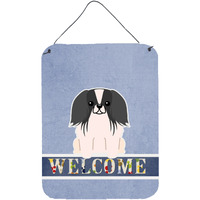 "Caroline's Treasures Pekingnese Penese Black White Welcome Metal Print, 16 x 12, Multicolor"