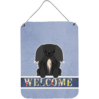 "Caroline's Treasures Pekingnese Black Welcome Metal Print, 16 x 12, Multicolor"