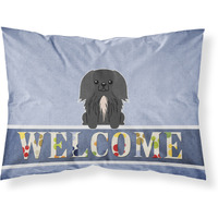 "Caroline's Treasures Welcome Pekingnese Black Pillowcase, Standard"
