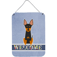 "Caroline's Treasures English Toy Terrier Welcome Metal Print, 16 x 12, Multicolor"
