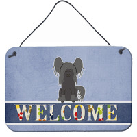"Caroline's Treasures Chinese Crested Black Welcome Metal Print, 8 x 12, Multicolor"