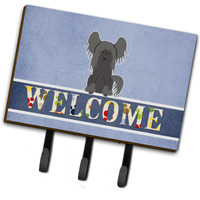 "Caroline's Treasures Welcome Chinese Crested Black Wall Hook, Triple"