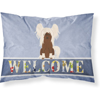 "Caroline's Treasures Welcome Chinese Crested Cream Pillowcase, Standard"