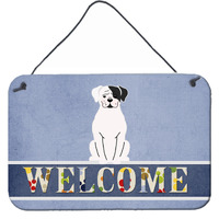 "Caroline's Treasures Welcome White Boxer Cooper Metal Print, 8 x 12"