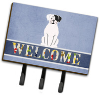 "Caroline's Treasures White Boxer Cooper Welcome Wall Hook, Triple, Multicolor"
