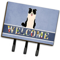 "Caroline's Treasures Border Collie Black White Welcome Wall Hook, Triple"