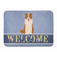 "Caroline's Treasures Border Collie Red White Welcome Floor Mat, 19 x 27, Multicolor"