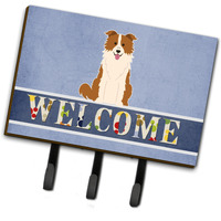 "Caroline's Treasures Border Collie Red White Welcome Wall Hook, Triple, Multicolor"
