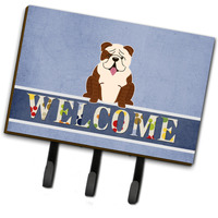 "Caroline's Treasures Welcome English Bulldog Brindle White Wall Hook, Triple"