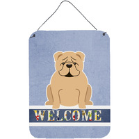 "Caroline's Treasures English Bulldog Fawn Welcome Metal Print, 16 x 12, Multicolor"