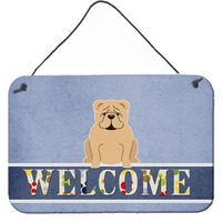 "Caroline's Treasures English Bulldog Fawn Welcome Metal Print, 8 x 12, Multicolor"