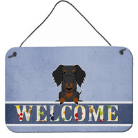"Caroline's Treasures Welcome Wire Hair Dachshund Black Tan Metal Print, 8 x 12"