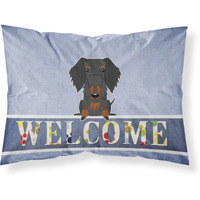 "Caroline's Treasures Wire Haired Dachshund Black Tan Pillowcase, Standard, Welcome"