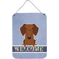 "Caroline's Treasures Dachshund Red Brown Welcome Metal Print, 16 x 12, Multicolor"