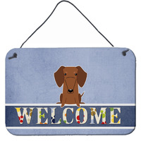 "Caroline's Treasures Dachshund Red Brown Welcome Metal Print, 8 x 12, Multicolor"