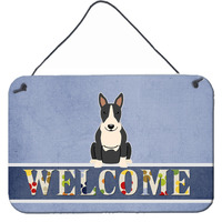 "Caroline's Treasures Bull Terrier Black White Welcome Metal Print, 8 x 12"