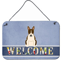 "Caroline's Treasures Bull Terrier Dark Brindle Welcome Metal Print, 8 x 12"