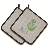 "Caroline's Treasures Alphabet A For Alligator Pair of Pot Holders, 7.5HX7.5W, Multicolor"