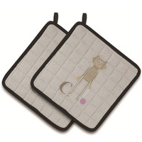 "Caroline's Treasures Alphabet C For Cat Pair of Pot Holders, 7.5HX7.5W, Multicolor"