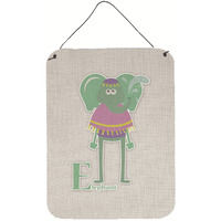 "Caroline's Treasures Alphabet E for Elephant Metal Print, 16 x 12, Multicolor"