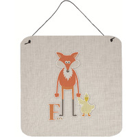 "Caroline's Treasures Alphabet F for Fox Metal Print, 6 x 6, Multicolor"
