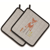 "Caroline's Treasures Alphabet F For Fox Pair of Pot Holders, 7.5HX7.5W, Multicolor"