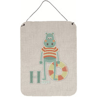 "Caroline's Treasures Alphabet H for Hippopotamus Metal Print, 16 x 12, Multicolor"