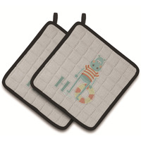"Caroline's Treasures Alphabet H For Hippopotamus Pair of Pot Holders, 7.5HX7.5W, Multicolor"
