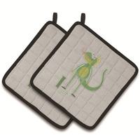 "Caroline's Treasures Alphabet I For Iguana Pair of Pot Holders, 7.5HX7.5W, Multicolor"