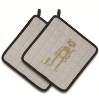 "Caroline's Treasures Alphabet J For Jaguar Pair of Pot Holders, 7.5HX7.5W, Multicolor"