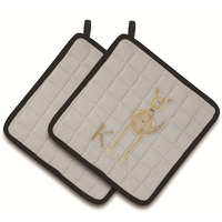 "Caroline's Treasures Alphabet K For Kangaroo Pair of Pot Holders, 7.5HX7.5W, Multicolor"