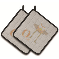 "Caroline's Treasures Alphabet O For Owl Pair of Pot Holders, 7.5HX7.5W, Multicolor"