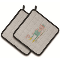 "Caroline's Treasures Alphabet P For Pig Pair of Pot Holders, 7.5HX7.5W, Multicolor"