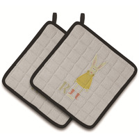 "Caroline's Treasures Alphabet R For Rabbit Pair of Pot Holders, 7.5HX7.5W, Multicolor"